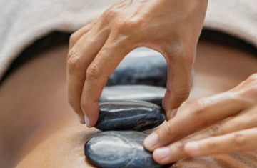 Hot stone massage on the back